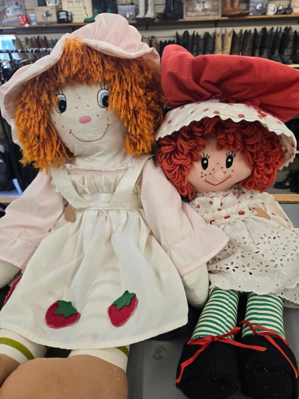 Huge Vintage Homemade Strawberry Shortcake Rag Dolls LOT AS IS